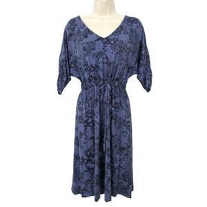 Soma Intimates Nightgown Womens Small Lace Print Dolman Sleeve Drawstring Lounge